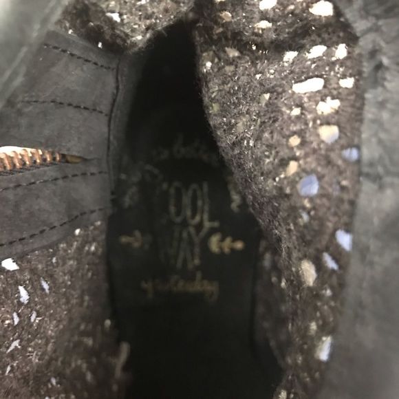 COOLWAY AINHOA BLACK LEATHER CROCHET Ankle Boots - Picture 7 of 8